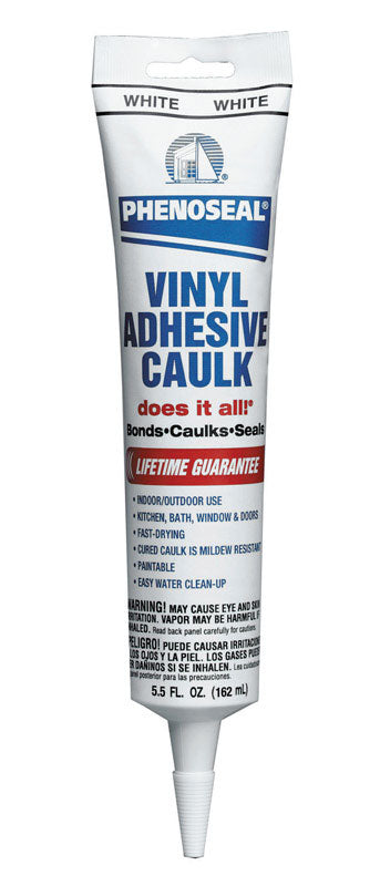 Phenoseal White Vinyl Adhesive Caulk 5.5 oz